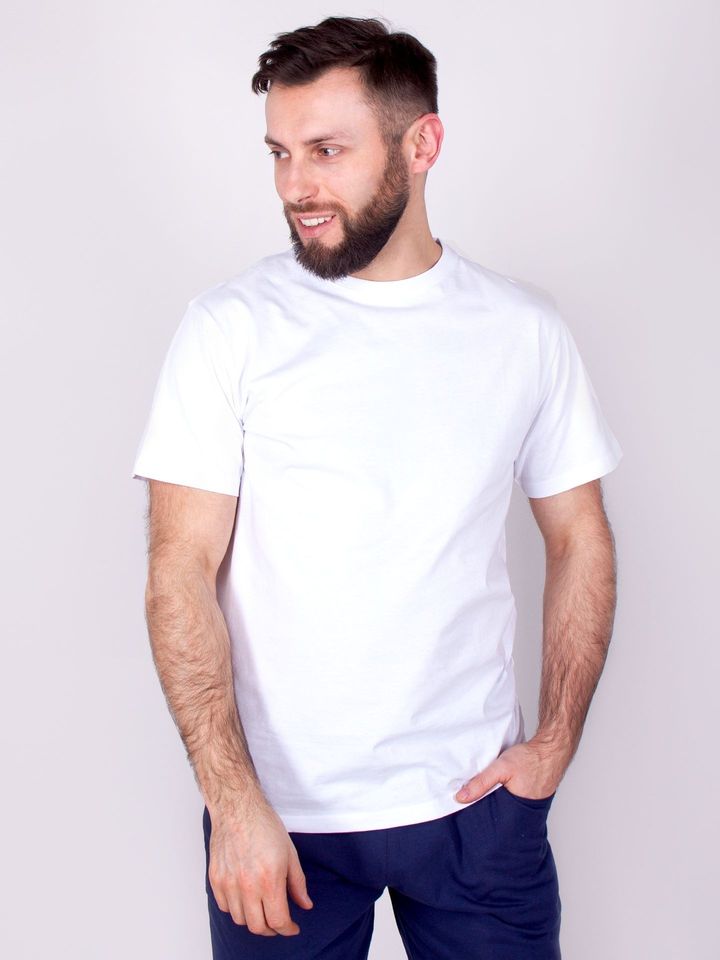 PKK-0011F-0100#B00XXL Koszulka męska t-shirt bawełniana gładka biała
