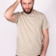 PKK-0014F-1400#B00 Koszulka męska t-shirt bawełniana gładka karmelowy