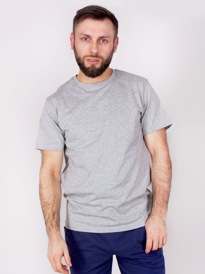PKK-0015F-2800#B00 Koszulka męska t-shirt bawełniana gładka szary melanż